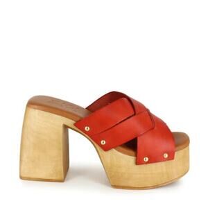 ZIGI Orange block heel Crisscross Suriel Platform Retro-inspired slide sandal 37